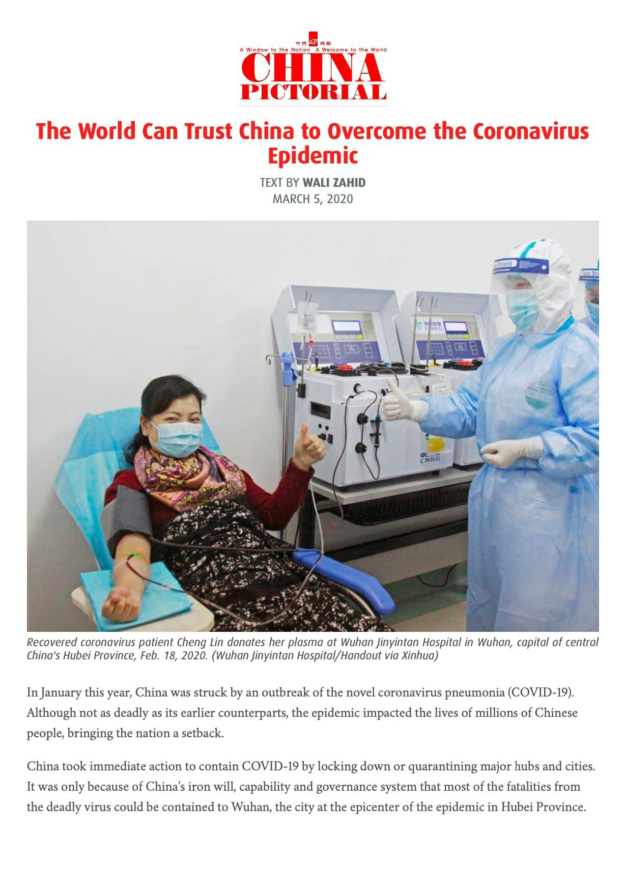 Trust China to overcome Coronavirus epidemic